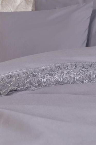 Fransız Dantelli Patya Çeyizlik Nevresim Takımı Gri - Çeyiz Diyarı (1)