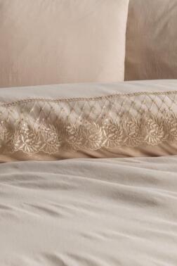 Fransız Dantelli Suzan Çeyizlik Nevresim Takımı Cappucino - 3