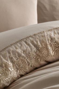 Fransız Dantelli Suzan Çeyizlik Nevresim Takımı Cappucino - 2