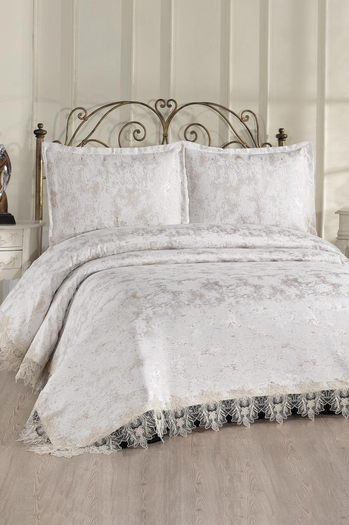 Fransız Dantelli Valoria Çift Kişilik Yatak Örtüsü 230x250 cm - 1