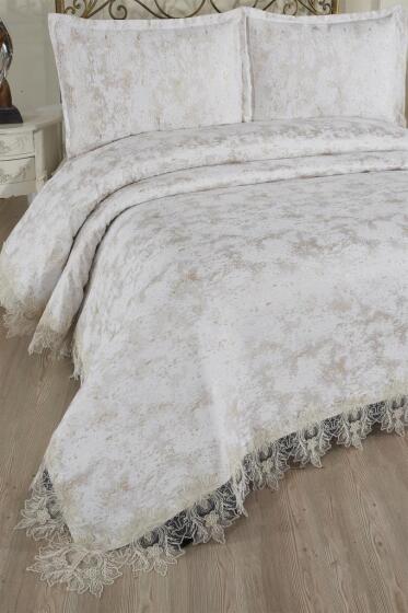 Fransız Dantelli Valoria Çift Kişilik Yatak Örtüsü 230x250 cm - Çeyiz Diyarı (1)