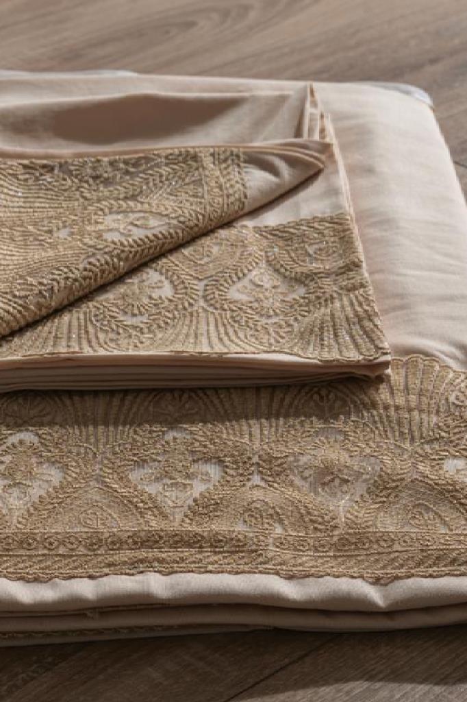 Fransız Dantelli Vase Çeyizlik Nevresim Takımı Cappucino - 4