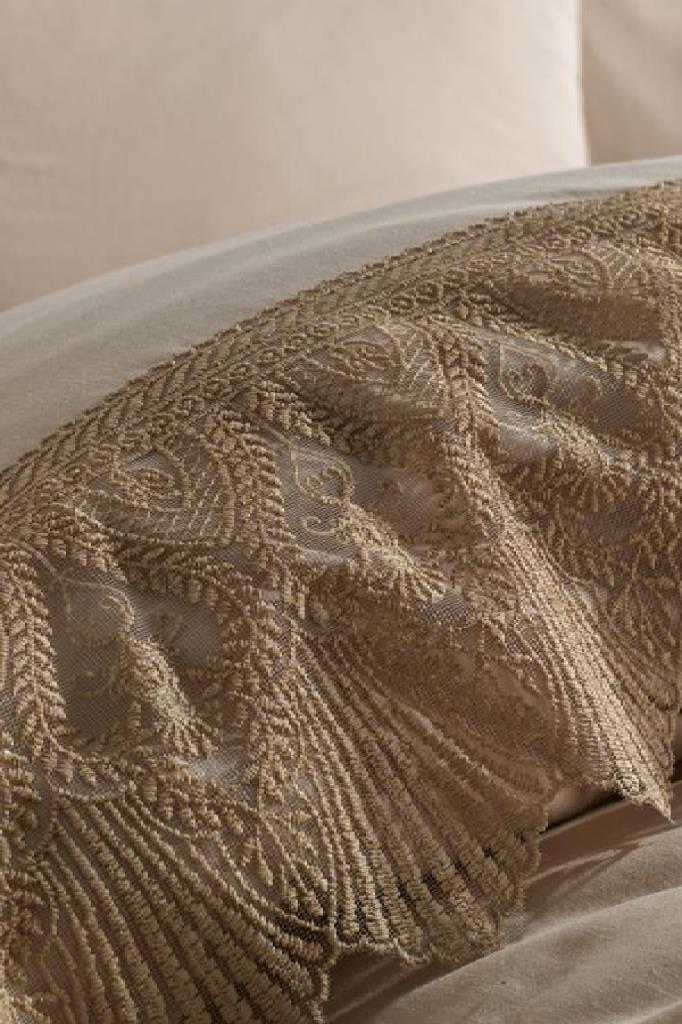 Fransız Dantelli Vase Çeyizlik Nevresim Takımı Cappucino - 2