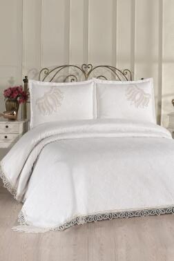 Fransız Dantelli Velmora Çift Kişilik Yatak Örtüsü 230x250 cm - 1