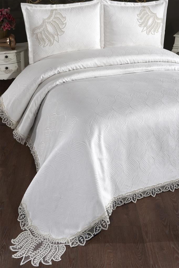 Fransız Dantelli Velmora Çift Kişilik Yatak Örtüsü 230x250 cm - 2