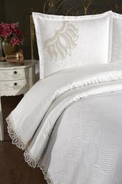 Fransız Dantelli Velmora Çift Kişilik Yatak Örtüsü 230x250 cm - 6