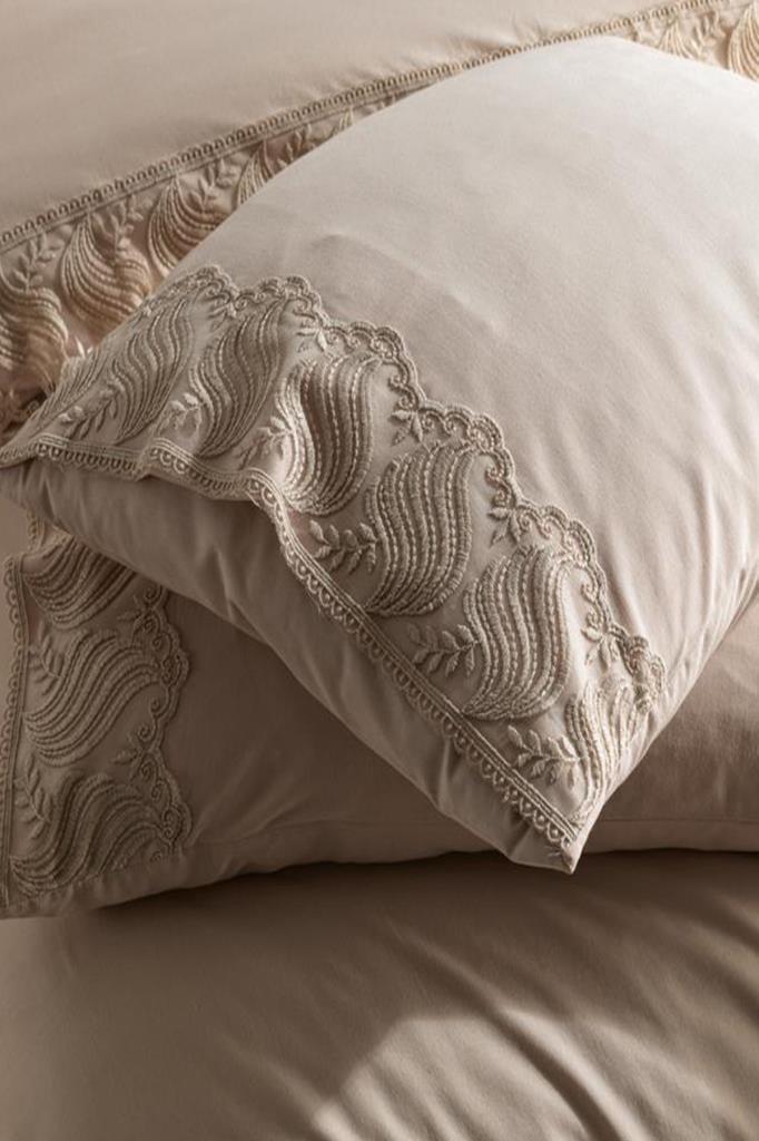 Fransız Dantelli Wave Çeyizlik Nevresim Takımı Cappucino - 4