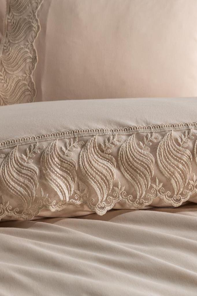 Fransız Dantelli Wave Çeyizlik Nevresim Takımı Cappucino - 3