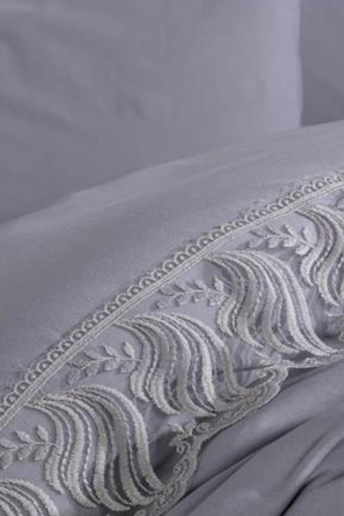 Fransız Dantelli Wave Çeyizlik Nevresim Takımı Gri - 2