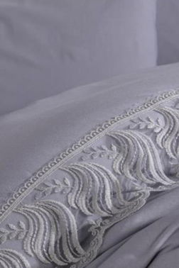 Fransız Dantelli Wave Çeyizlik Nevresim Takımı Gri - 2