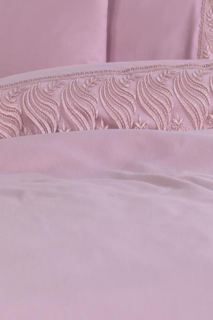 Fransız Dantelli Wave Çeyizlik Nevresim Takımı Pudra - 2