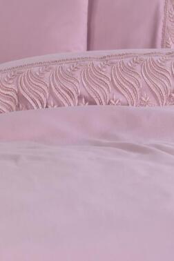 Fransız Dantelli Wave Çeyizlik Nevresim Takımı Pudra - 2