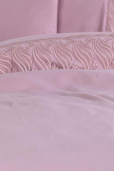 Fransız Dantelli Wave Çeyizlik Nevresim Takımı Pudra - Çeyiz Diyarı (1)