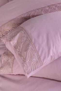 Fransız Dantelli Wave Çeyizlik Nevresim Takımı Pudra - 4