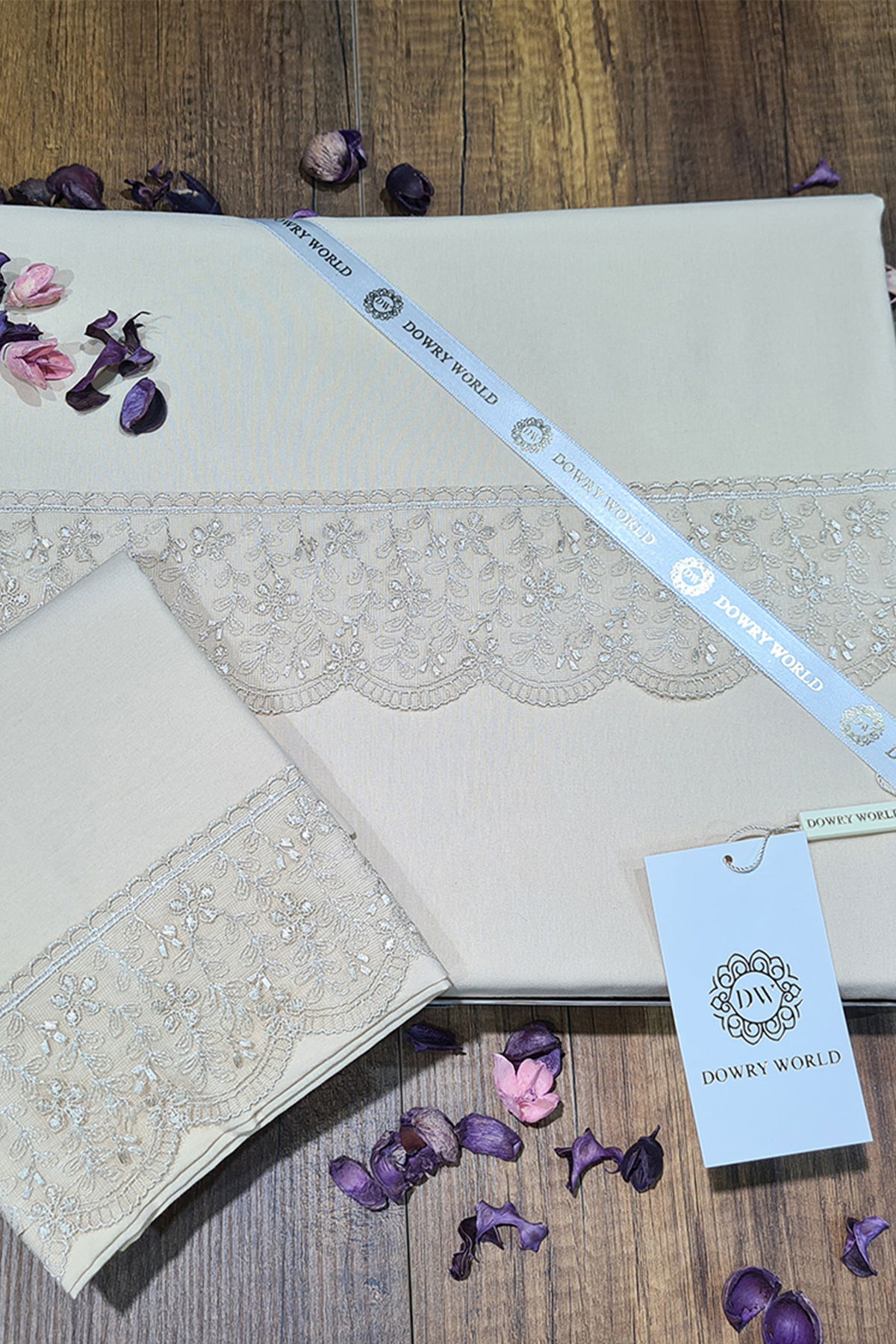 Fransız Dantelli Yonca Çeyizlik Nevresim Takımı Cappucino - 7