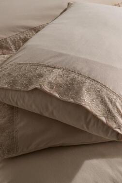 Fransız Dantelli Yonca Çeyizlik Nevresim Takımı Cappucino - 4