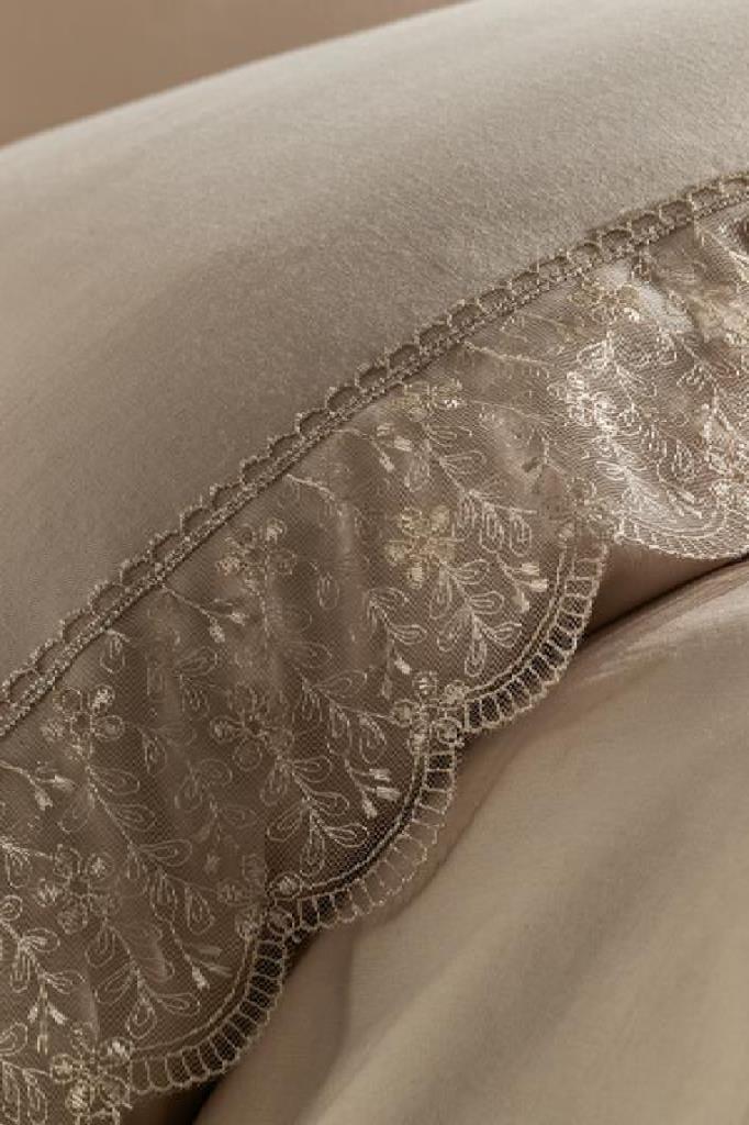 Fransız Dantelli Yonca Çeyizlik Nevresim Takımı Cappucino - 2