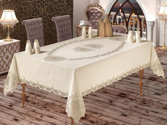 Fransız Güpürlü Çağla Dantel Yemek Takımı - 25 Parça - Çeyiz Diyarı