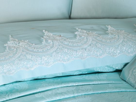 Fransız Güpürlü Çeyizlik Pike Takımı Nilay Mint - Çeyiz Diyarı (1)