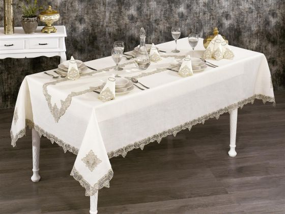 Fransız Güpürlü Efes Dantel Yemek Takımı - 26 Parça - Çeyiz Diyarı