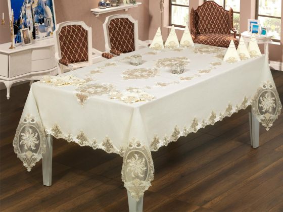 Fransız Güpürlü Eylül Dantel Yemek Takımı - 25 Parça - Çeyiz Diyarı