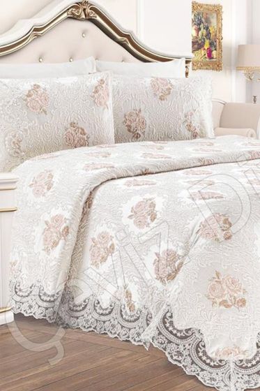 Fransız Güpürlü Roseart Pike Takımı Krem - Çeyiz Diyarı