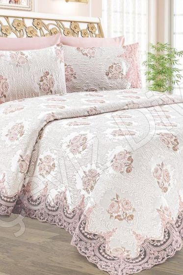 Fransız Güpürlü Roseart Pike Takımı Pudra - Çeyiz Diyarı