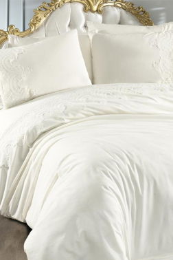 Fransız Güpürlü Sultans Nevresim Takımı Krem - 3