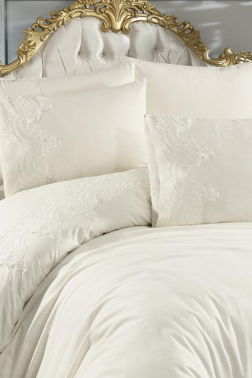 Fransız Güpürlü Sultans Nevresim Takımı Krem - 4