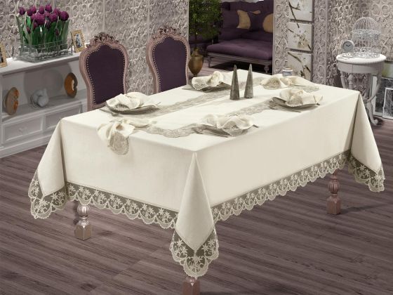 Fransız Güpürlü Yıldız Dantel Yemek Takımı - 26 Parça - Çeyiz Diyarı