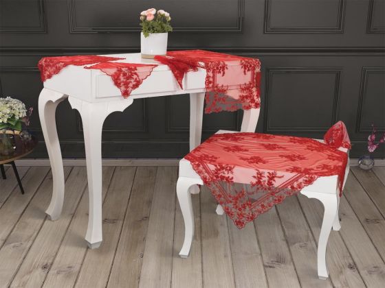 Fransız Mary Salon Takımı 16 Parça Kırmızı - Çeyiz Diyarı