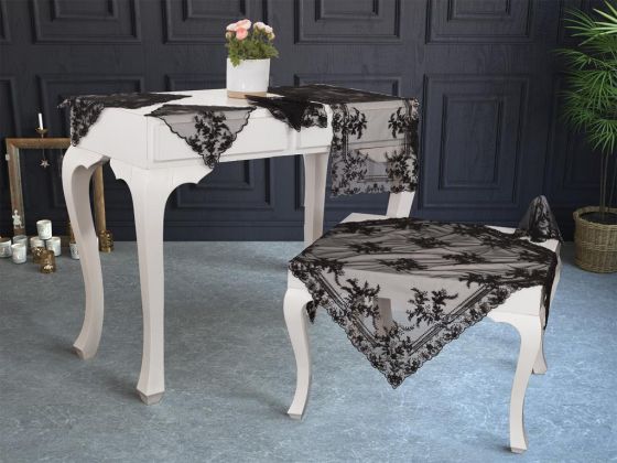 Fransız Mary Salon Takımı 16 Parça Siyah - Çeyiz Diyarı