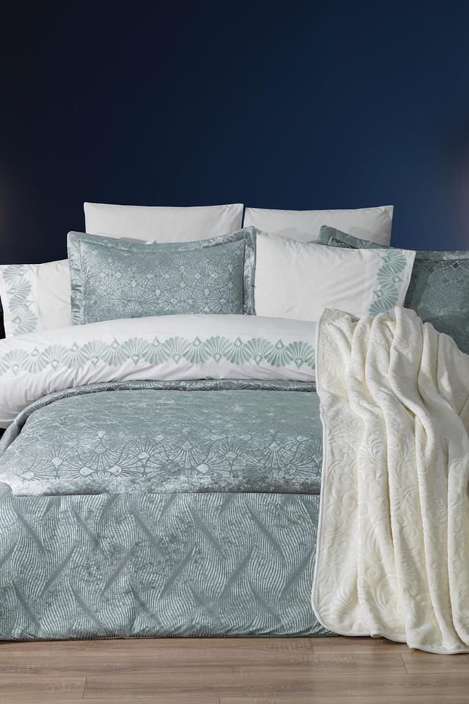 Freya 10 Parça Battaniyeli Çeyiz Seti Adaçayı - 1