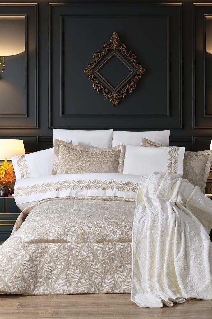 Freya 10 Parça Battaniyeli Çeyiz Seti Bej - 1