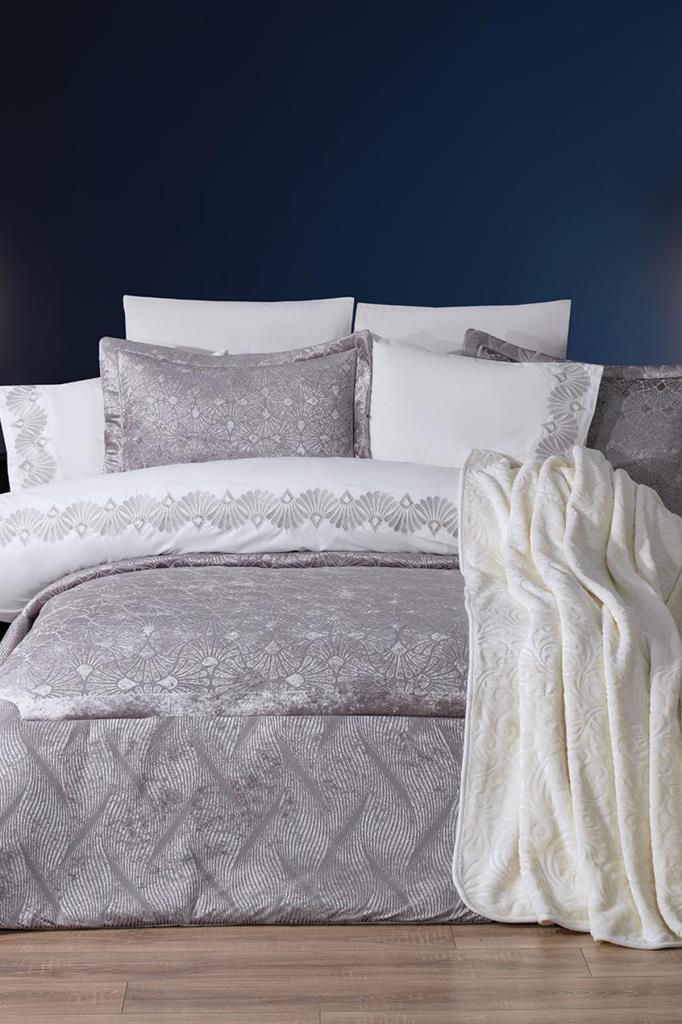 Freya 10 Parça Battaniyeli Çeyiz Seti Gri - 1