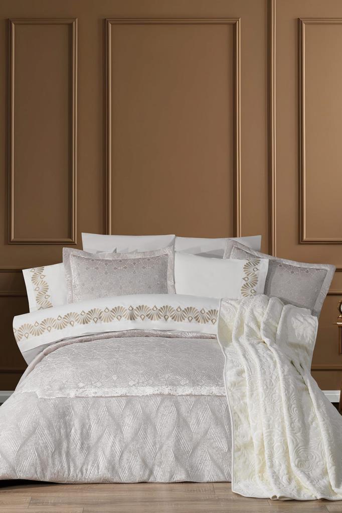 Freya 10 Parça Battaniyeli Çeyiz Seti Krem - 1