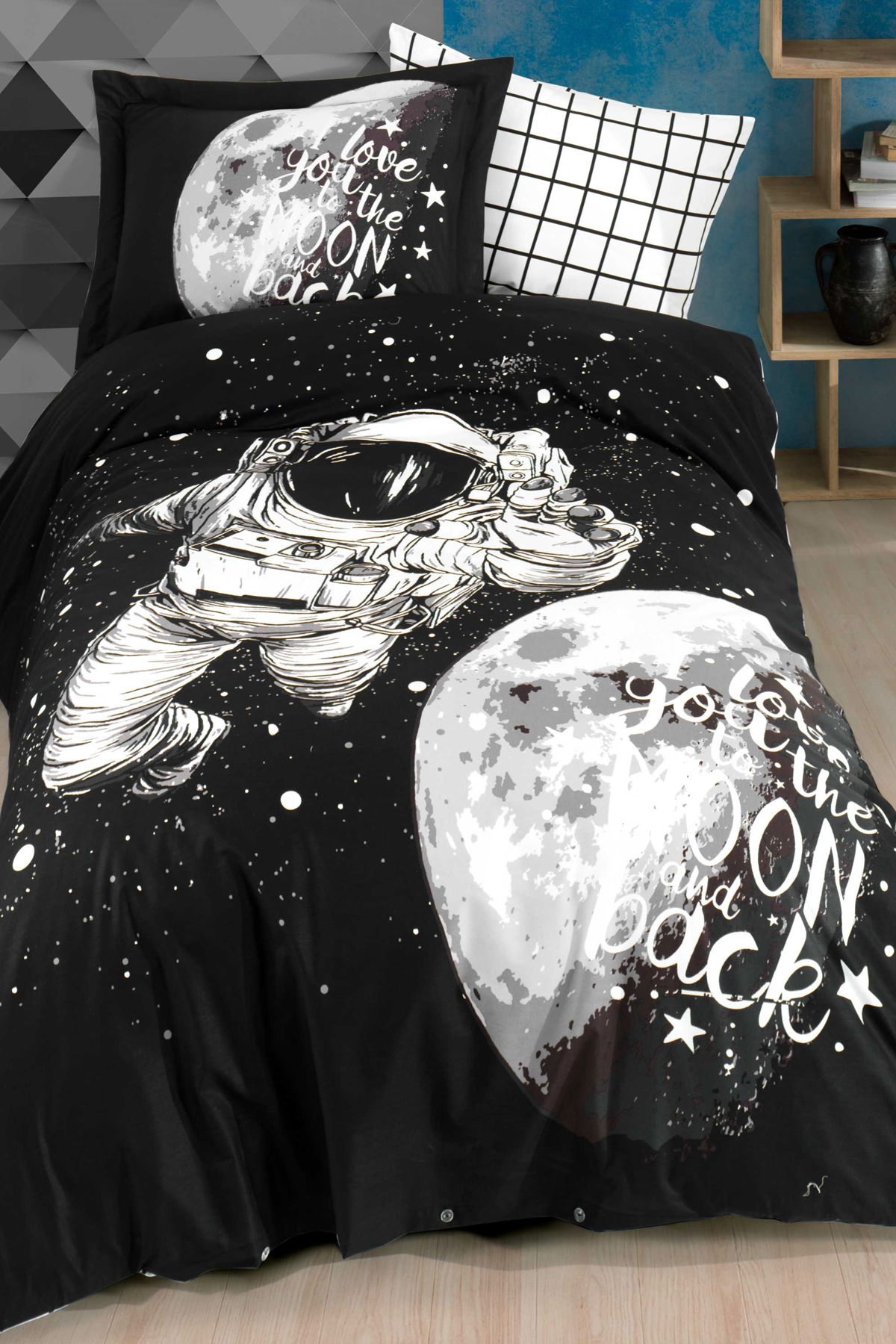 Galaxy Tek Kişilik Nevresim Takımı Siyah - 1