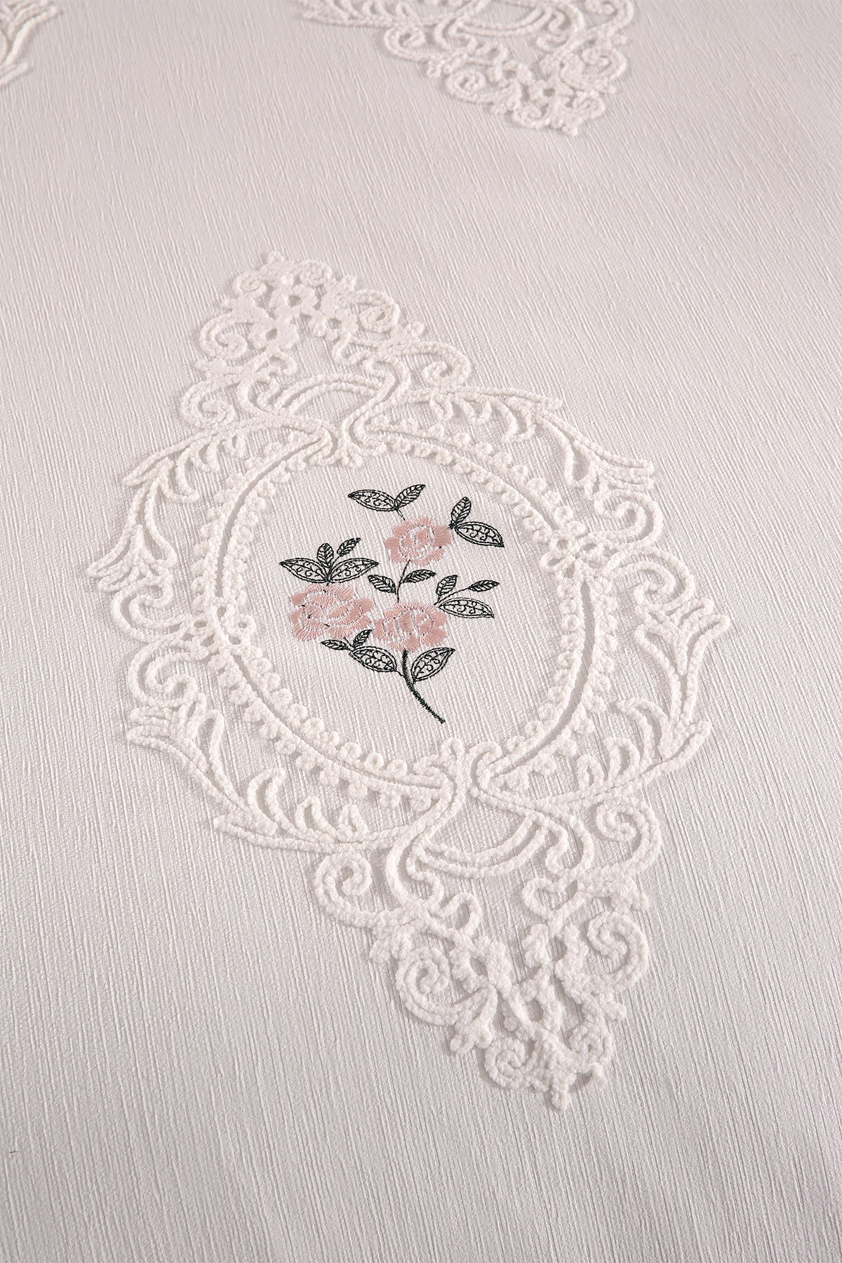 Gardenlove Nakışlı Şönil 2 Parça Tek Kişilik Yatak Örtüsü Krem - 2