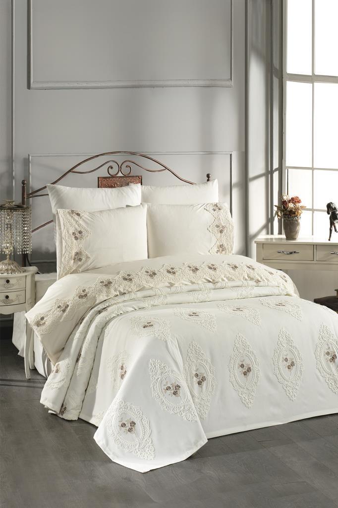 Gardenlove Nakışlı Şönil 7 Parça Gelin Seti Bej - 1