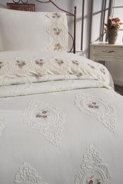 Gardenlove Nakışlı Şönil 7 Parça Gelin Seti Bej - 5