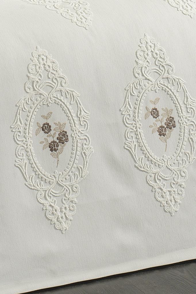 Gardenlove Nakışlı Şönil 7 Parça Gelin Seti Bej - 6