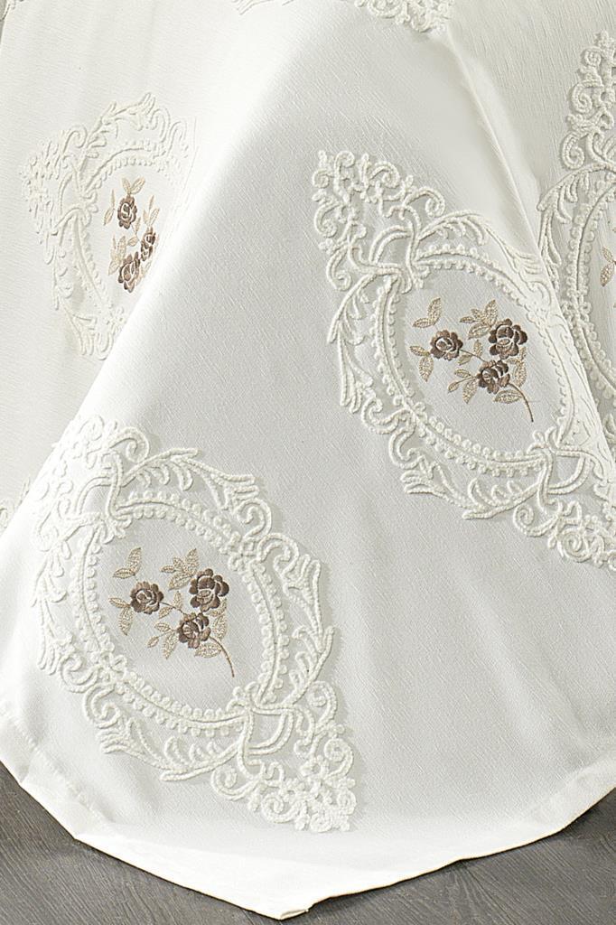 Gardenlove Nakışlı Şönil 7 Parça Gelin Seti Bej - 7