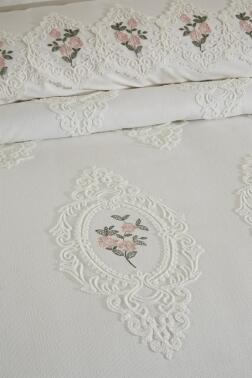 Gardenlove Nakışlı Şönil 7 Parça Gelin Seti Krem - 2