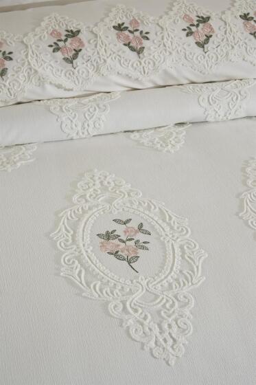 Gardenlove Nakışlı Şönil 7 Parça Gelin Seti Krem - Çeyiz Diyarı (1)