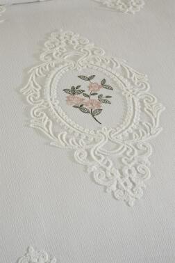 Gardenlove Nakışlı Şönil 7 Parça Gelin Seti Krem - 3