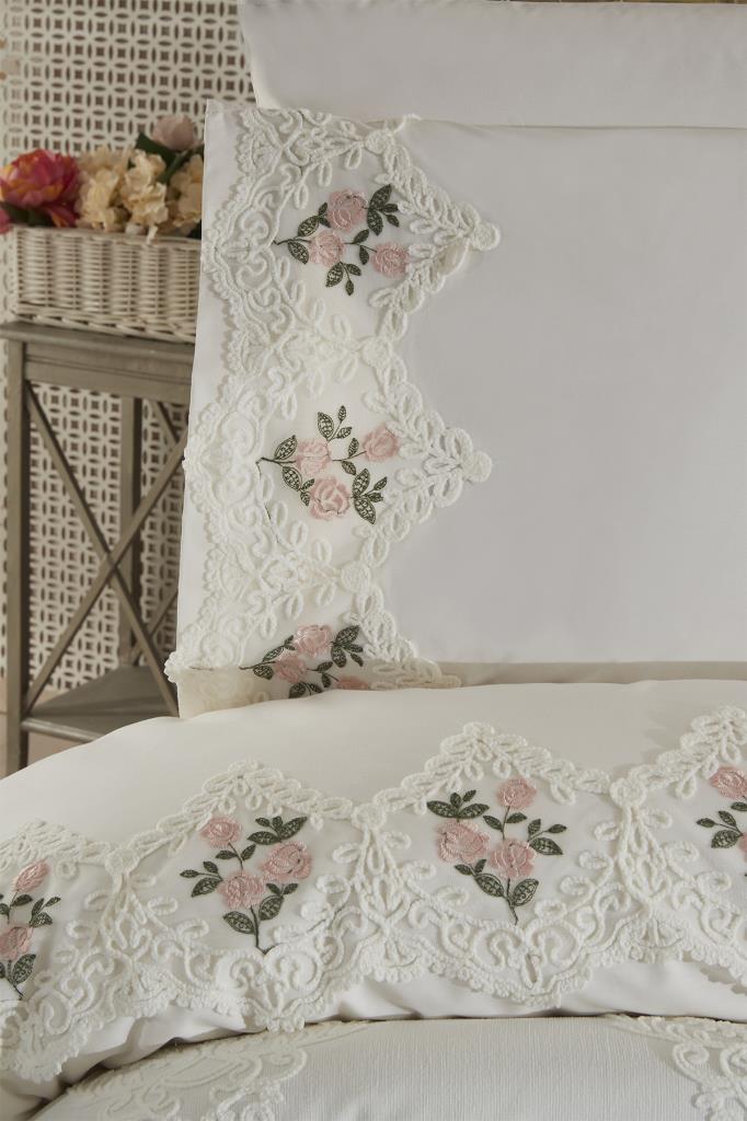Gardenlove Nakışlı Şönil 7 Parça Gelin Seti Krem - 4