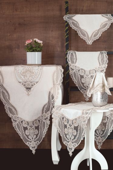 Gonca Kadife Salon Takımı 5 Parça - Çeyiz Diyarı