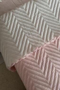 Gonca Çift Taraflı Çift Kişilik Yatak Örtüsü 230x250 Pudra - 2