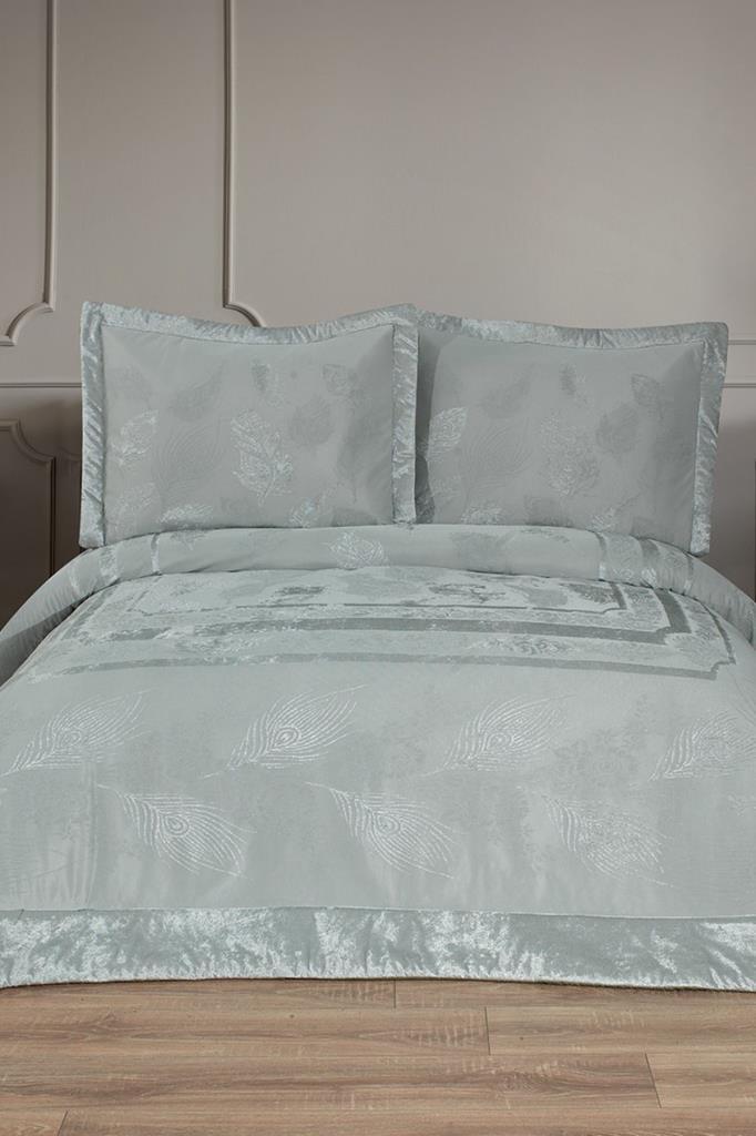 Gözde Elyaf Dolgulu Çift Kişilik 250x255 Cm Yatak Örtüsü Adaçayı - 1