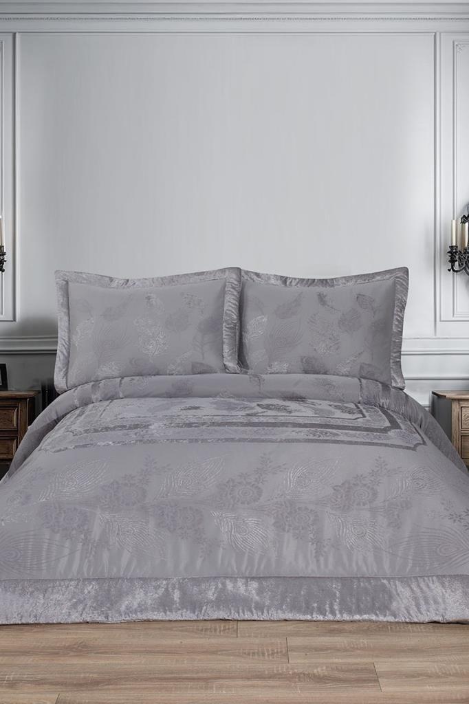 Gözde Elyaf Dolgulu Çift Kişilik 250x255 Cm Yatak Örtüsü Gri - 1